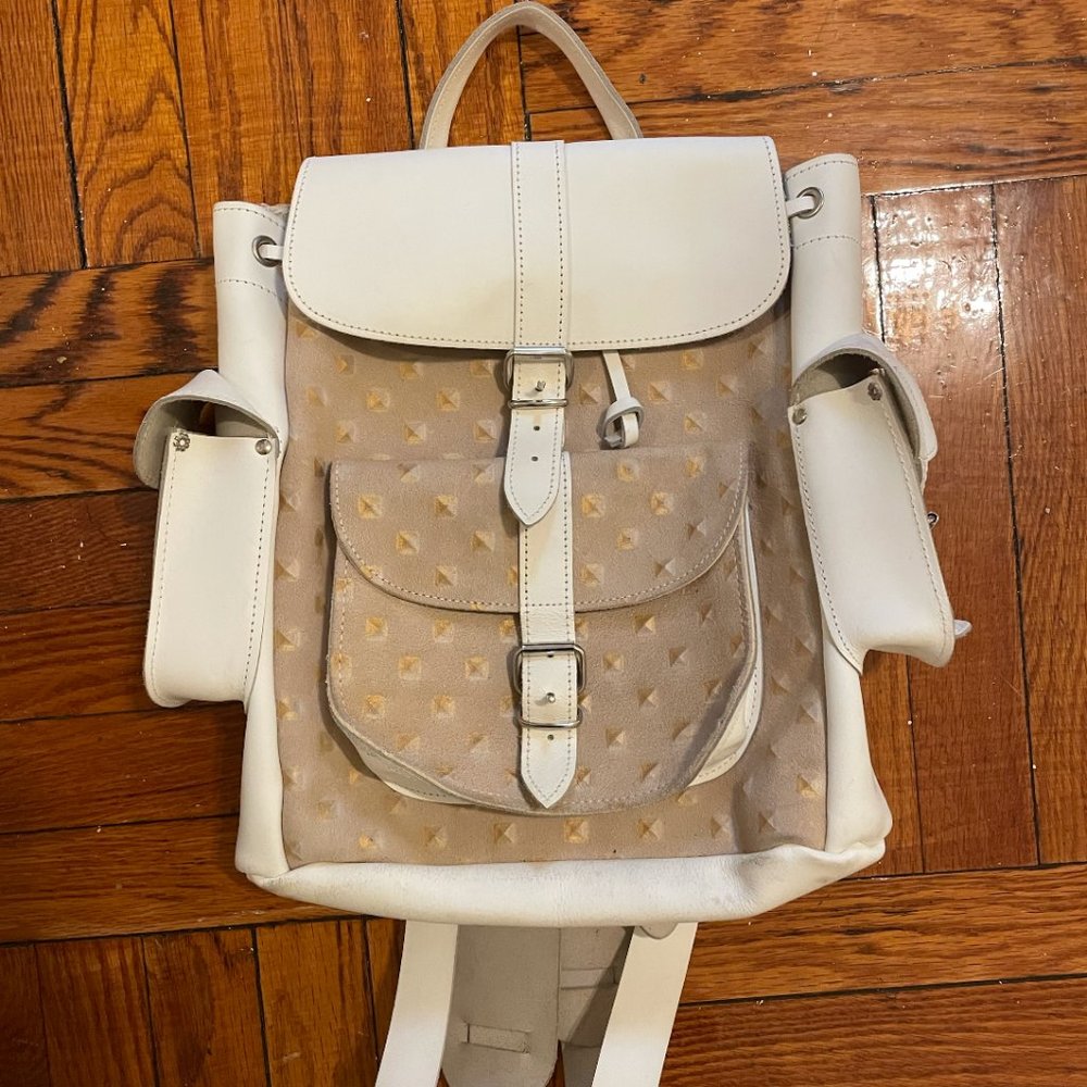 Grafea white leather backpack